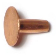 Midwest Fastener Solid Rivet, Flat Head, #8 Dia., 1/2 in L, Copper Body, 40 PK 62217